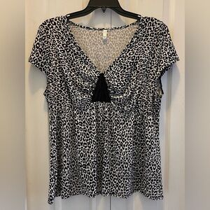 George cheetah print blouse with black lace